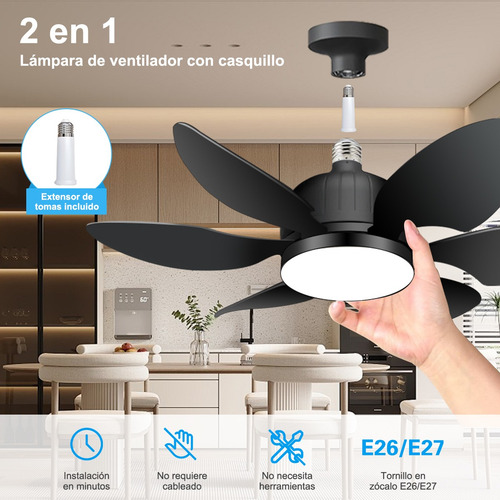 Llinpi® Ventilador De Techo Con Luces Led 6 Aspas