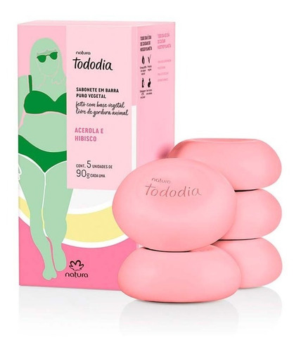 Imagen 1 de 2 de Natura Tododía Caja De 5 Jabones En Barra Acerola E Hibisco