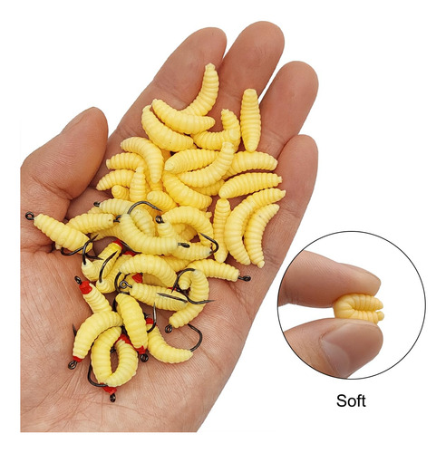Gusanos De Goma 20 Piezas 30 Piezas De Gusano De Pan Amarillo (ganchos/50 Piezas)