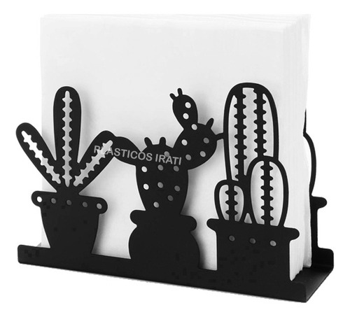 Juego De 4 Servilleteros De Metal En Color Negro Centro Mesa Color Cactus