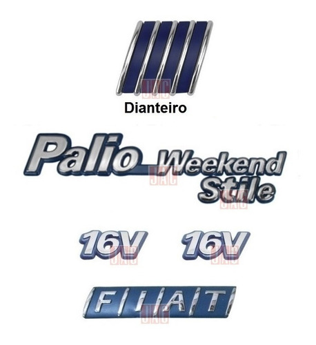 Kit Emblemas Palio Weekend Stile + 16v + Fiat - 1997 À 2000