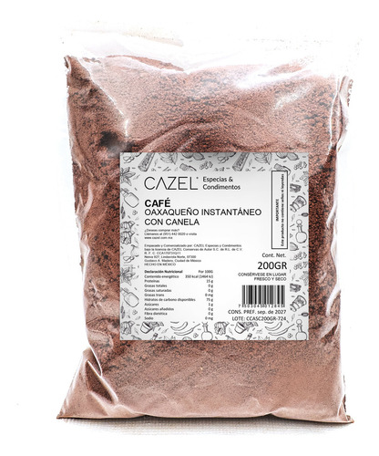 Café Oaxaqueño Soluble Instantáneo Con Canela 200gr