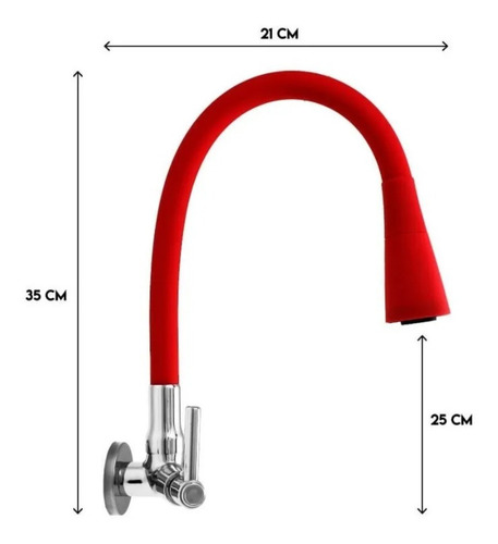 Torneira Gourmet Flexível Cone Parede Cozinha Vermelha 8005 Acabamento Brilhante Cor Vermelho