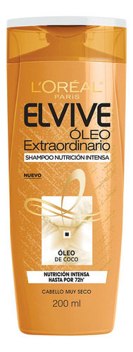 Shampoo L'Oréal Paris Elvive Óleo Extraordinario Nutrición Intensa Óleo de Coco en tubo depresible de 200mL por 1 unidad