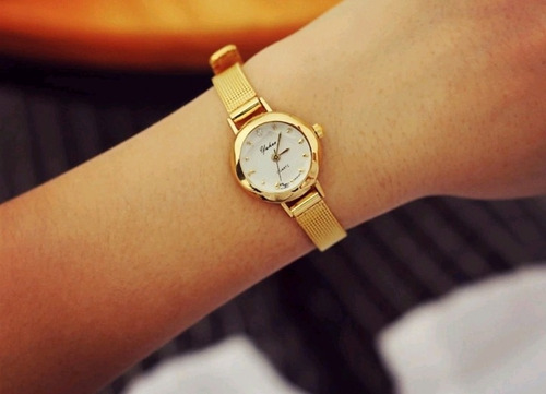 Relógio Feminino Dourado Luxo Fashion Moda Casual