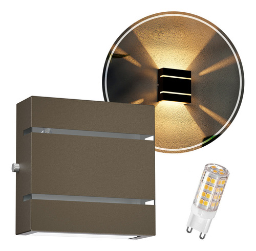 12x Arandelas Externa 2 Frisos E Focos + 12 Led G9 5w Mf103 Cor Marrom