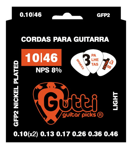 Encordoamento Strings Gutti By Groove 0.010 Nps 8% + 3 Palhe