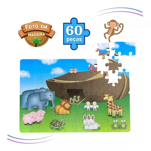 Quebra Cabeça Infantil Arca De Noé Em Madeira mdf Puzzle Jogo