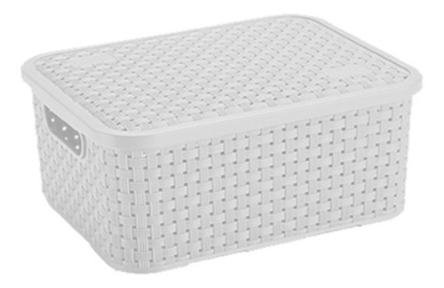 Cesto Caixa Organizadora Mini Rattan 2,5 Litros Nitron Cor Branco