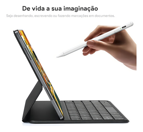 Caneta Touch Stylus Compatível Com Ipad Palm Rejection 1.0mm