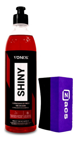 Pneu Pretinho Vonixx + Aplicador Brilho Molhado 500ml , Top. Cor Vermelho