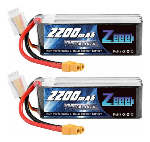 2 Baterias Lipo Zeee 14.8v 120c 2200mah 4s Con Xt60 Plug Rc 