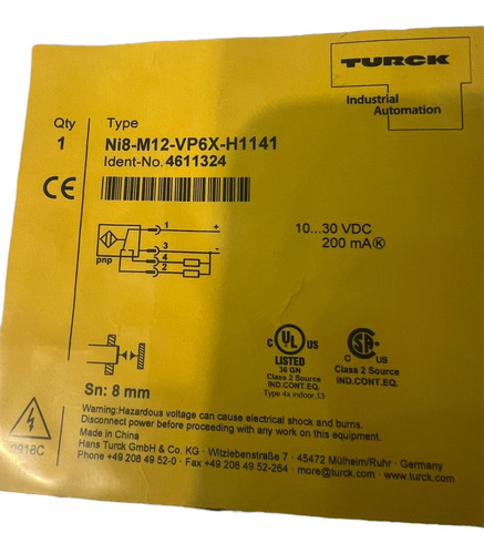 Sensor Inductivo Turck Ni8-m12-vp6x-h1141