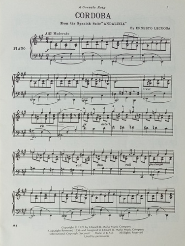 Andalucia (suite Espagnole Complete) For Piano. Lecuona.
