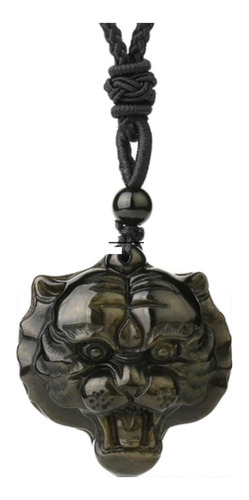 Collar Cuarzo Tigre Oriente Obsidiana Dorada - Poder Y Prote