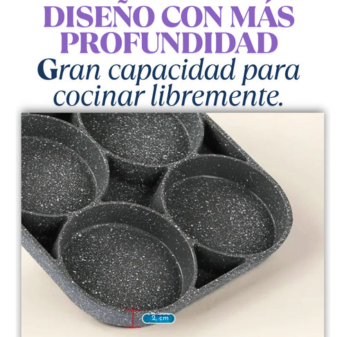 Sartén 4 En 1 Roca Volcánica Acero Antiadherente Inducción Circulos