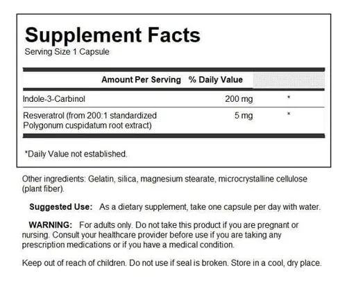 Swanson Indol -3 -carbinol Con Resveratrol - Suplemento I3c