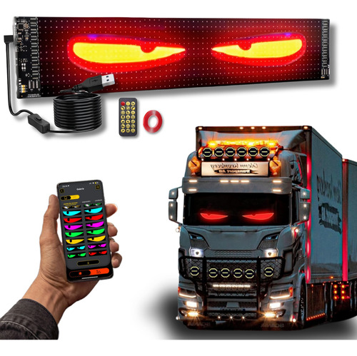 Ojos Led Para Camion Letrero Luminoso Led Programable12x59cm