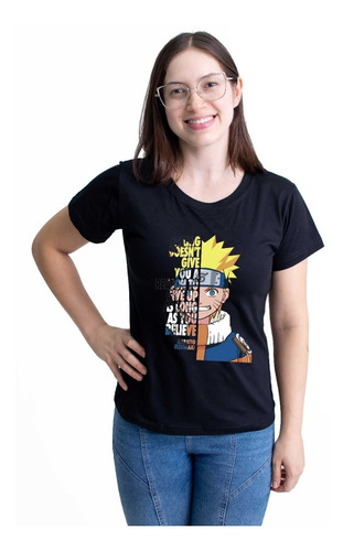 Camiseta Naruto Raposa Kurama Babylook Mangá Anime Feminina