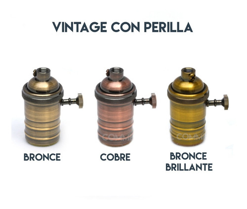 Imagen 6 de 10 de Portalampara Vintage Metalico | Peso Ideal Para Cable Textil