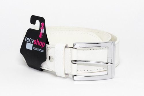 Cinturón Unisex Blanco Vinil Dama Caballero Fashion Cu14