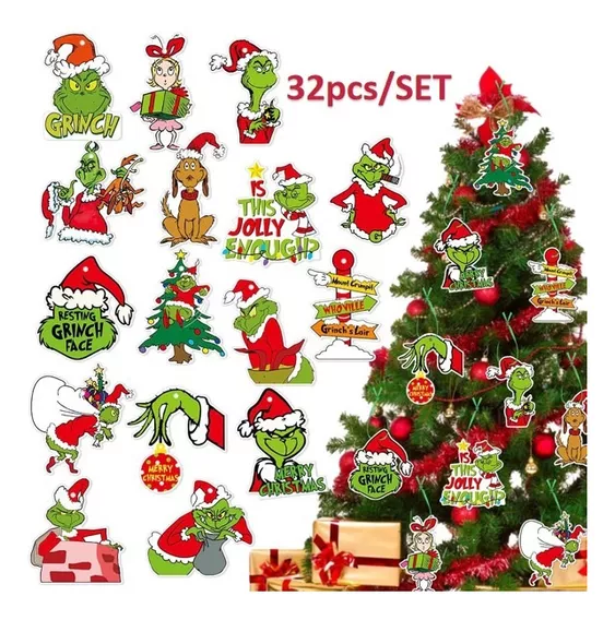 Kit Adorno Arbol Navidad Colgantes Muñecos Grinch Decoracion