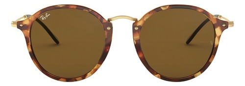 Óculos De Sol Ray-ban Round Fleck Tamanho Standard Armação Gloss Tortoise Y Lente Brown Brown Gloss Tortoise Gold