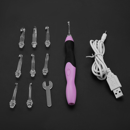Juego De Ganchillos De Ganchillo Con Led, 9 En 1, Recargable