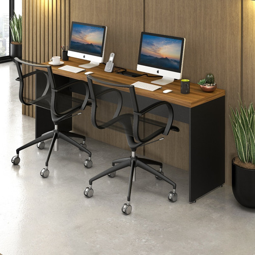 Imagem 2 de 7 de Mesa Escritório Plataforma 2 Lugares 1,80 Parede Caixa Tomad