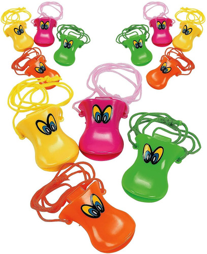  Pack Of  Plastic Duck Beak Whistles With Nylon Cord   ...