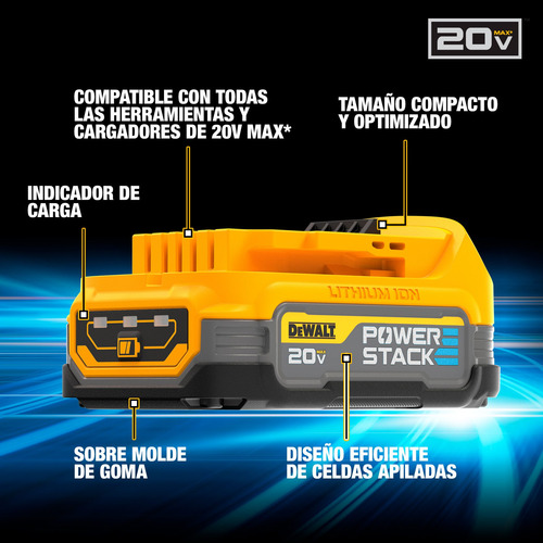 Kit Taladro Percutor/atornillador Powerstack 20v Max Dewalt Amarillo