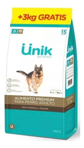 Alimento Unik Premium para perro adulto de raza mediana y grande sabor mix en bolsa de 18 kg