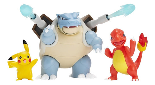 Pack Figuras De Batalla Pikachu, Charmander Y Blastoise