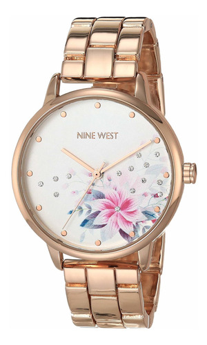 Reloj Mujer Nine West Nw-2460flrg Cuarzo 36mm Pulso Oro Rosa