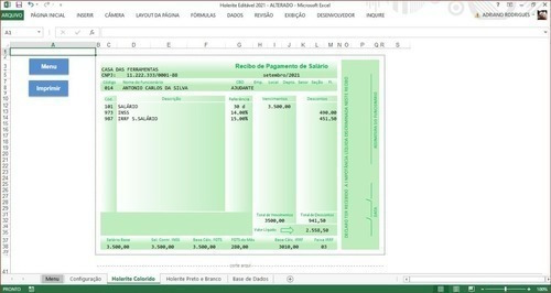 Modelo Holerite Comprovante De Renda Editável Excel