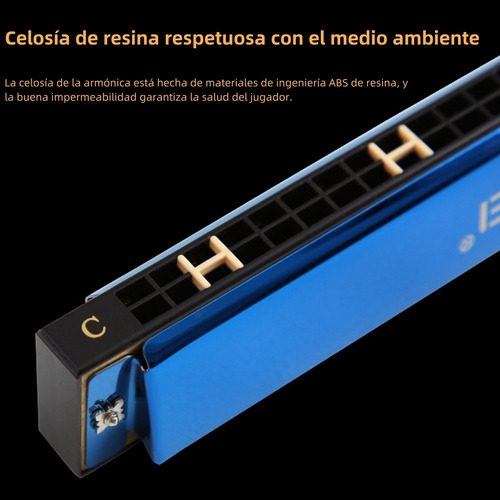 24 Hoyos 48 Tonos Armonica Con Estuche Rigido C Polifónico C Azul