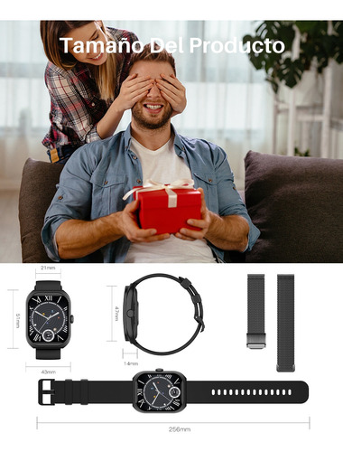 Reloj Inteligente Mujer Hombre Asistente De Voz Smartwatches Pantalla Curva De 2,01 Reloj Inteligente Señora Caballero Deportes Jioye Waier Negro Negro Negro