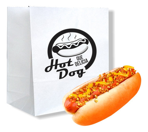 Saco Para Hot-dog 12,5cmx 10cm Descartável 50und Festa Cor Branco