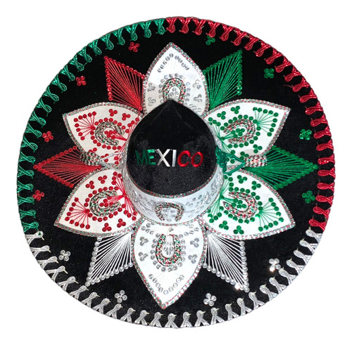 2 Sombrero Charro Tricolor Adulto Fiesta Mexicana Hat