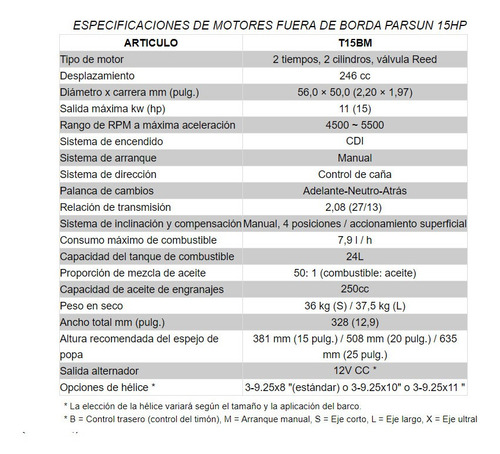 Imagen 3 de 10 de Motor Fuera De Borda Parsun 15 Hp 2 Tiempos Largo 2022