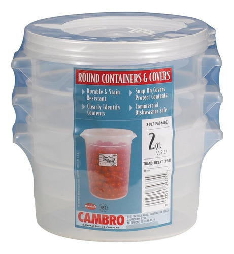 Cambro Set De Recipientes Redondos Para Guardar Alimentos