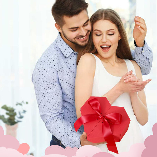 Caja De Regalo Con Forma De Corazón Con Lazo Y Lazo Con Puer