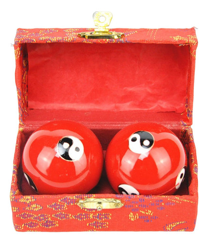 Bolas De Masaje De Manos Con Caja De Tai Chi Rojo