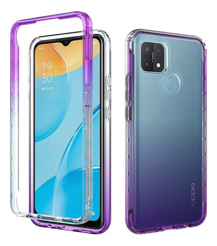 Funda 2 En 1 Uso Rudo For Modelos Oppo Bicolor Transparente