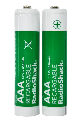 Baterías Recargables Ni Mh Aaa 850 Mah 2 Piezas Radioshack