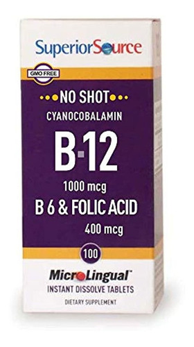 Microlingual No Shot Cyanocobalamin B12 (1000mcg) + B6 & Áci