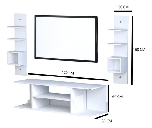 Mesa Tv Para Sala Minimalista Moderno Almacenamiento Negro