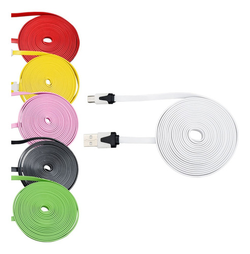 Cable Micro Usb Chato De 3m Varios Colores