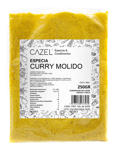 Curry En Polvo Artesanal Oaxaca 250g