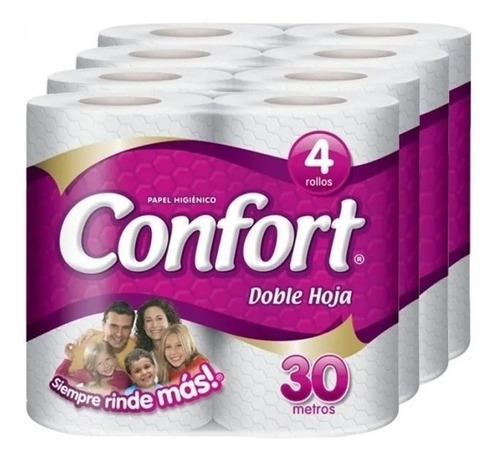 Papel Higiénico Confort 48 Rollos Doble Hoja 30 Metros C/u